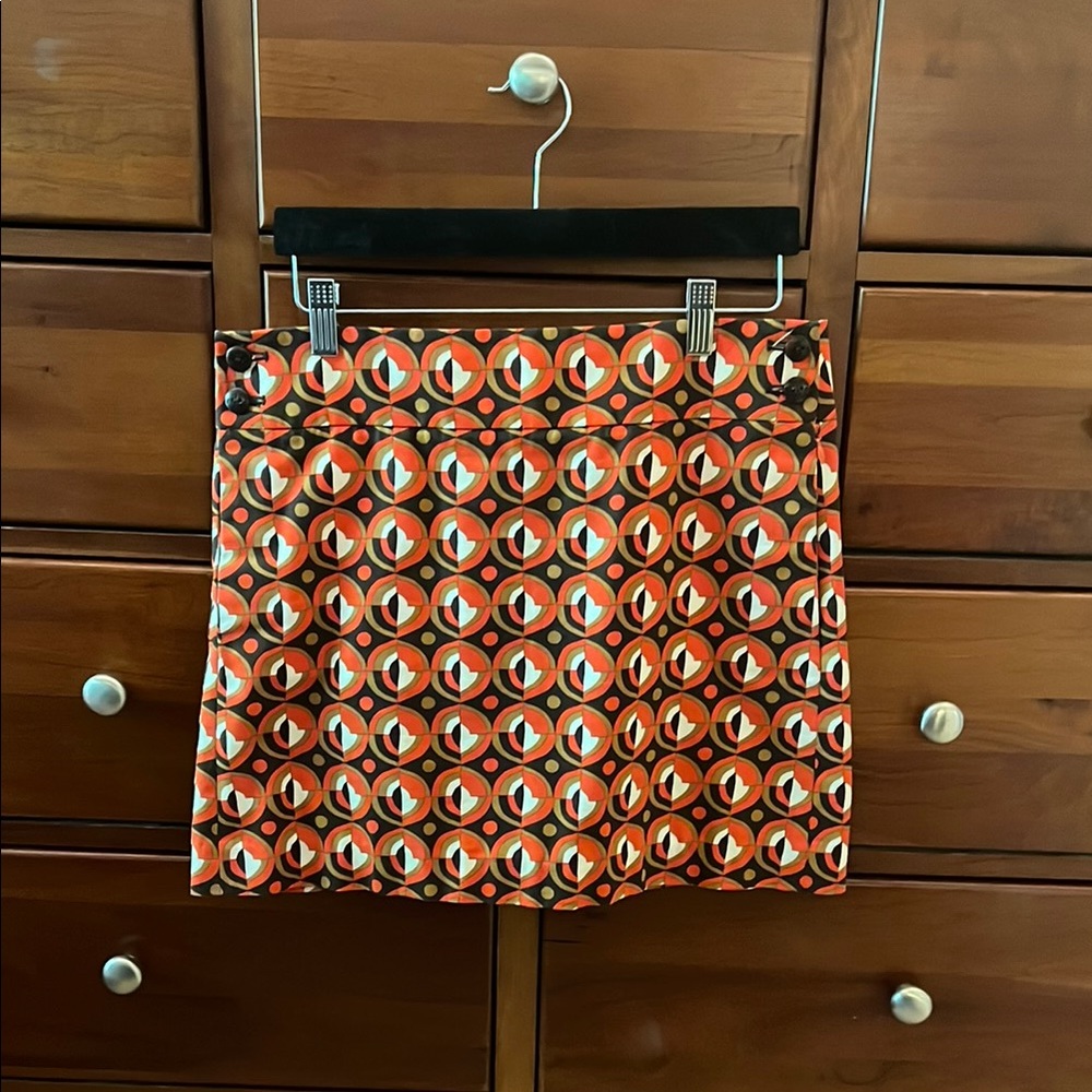J. Crew Geometric Patterned Orange Skirt